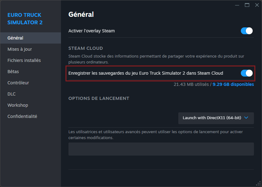 Désactiver Steam Cloud dans Steam