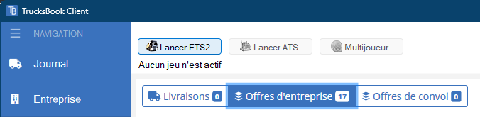 Lancement du jeu via le client Trucksbook